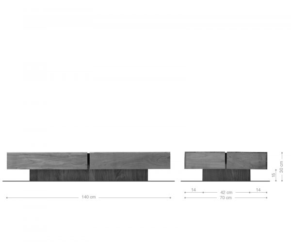 Konferenční stolek Loca 140x70 cm přírodní akáciové masivní dřevo stínová mezera - Image 8