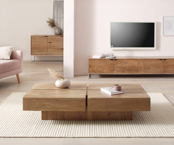 Konferenční stolek Loca 140x70 cm přírodní akáciové masivní dřevo stínová mezera - Image 2