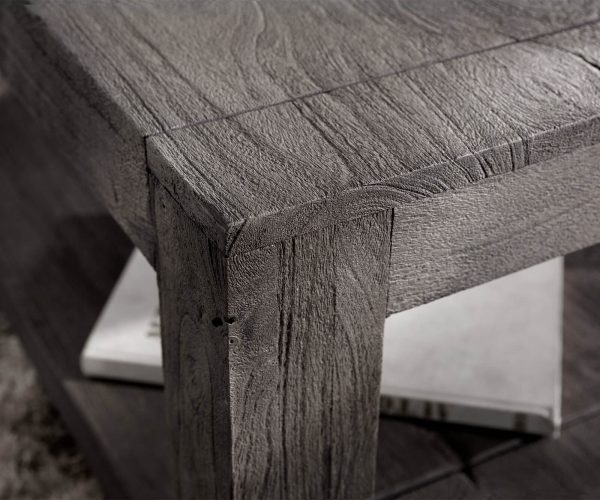 Konferenční stolek Indra Acacia Platinum 80x80 Police z masivního dřeva - Image 4