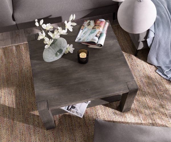 Konferenční stolek Indra Acacia Platinum 80x80 Police z masivního dřeva - Image 3