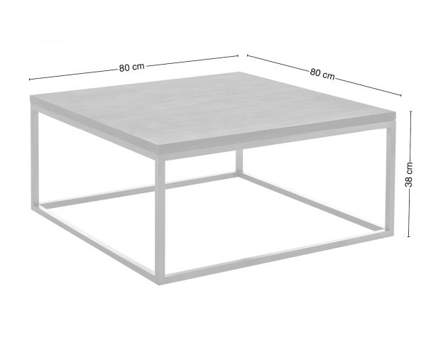 Konferenční stolek Tatius 80x80cm hnědá akácie podnož z nerezové oceli - Image 6