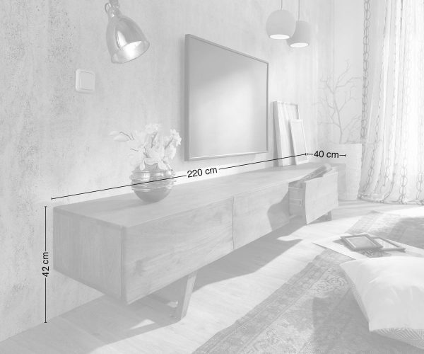 TV stolek Wyatt 220 cm přírodní akácie 4 šuplíky - Image 6