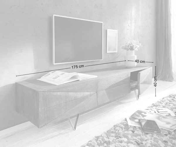 TV stolek Wyatt 175 cm akácie platina 1 výklopná dvířka - Image 5