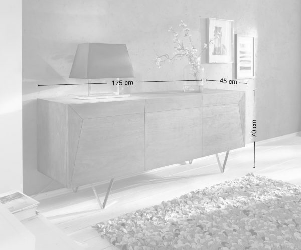 Komoda Wyatt 175 cm akácie platina 3D vintage nerezová ocel - Image 8