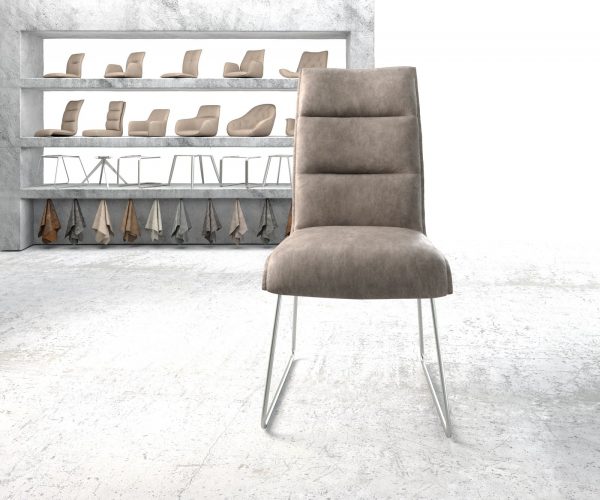 Jídelní židle Xantus-Flex Taupe Vintage nerezový rám s ližinami - Image 2
