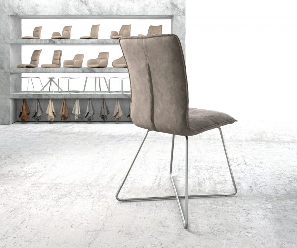 Jídelní židle Maddy-Flex taupe vintage podnož ve tvaru "X" z nerezové oceli - Image 3