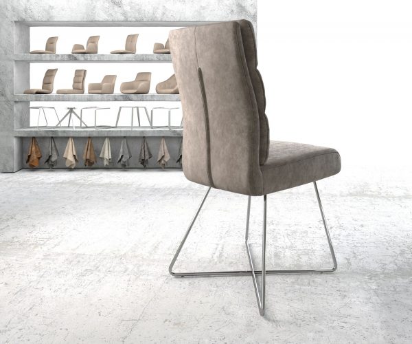 Jídelní židle Pela-Flex taupe vintage podnož ve tvaru "X" z nerezové oceli - Image 3