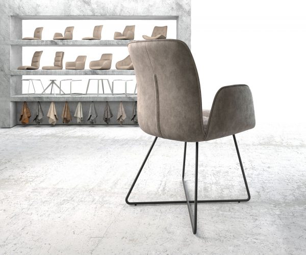 Jídelní židle Vinja-Flex taupe vintage podnož ve tvaru "X" černá - Image 3