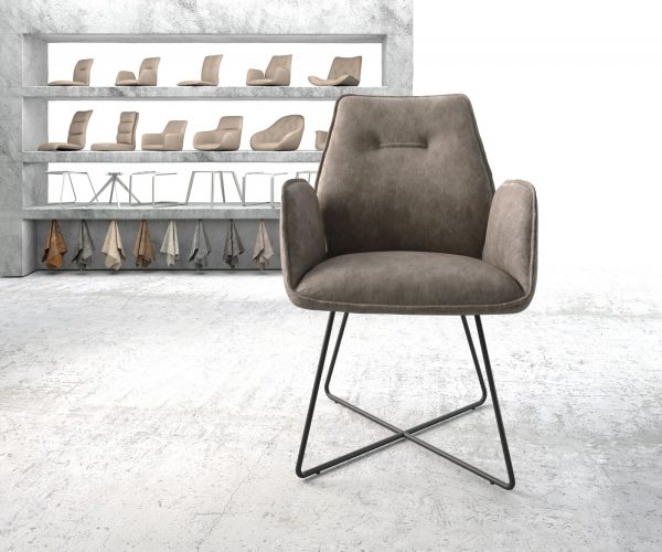 Jídelní židle Zoa-Flex taupe vintage podnož ve tvaru "X" černá - Image 2