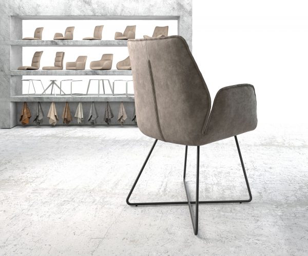 Jídelní židle Zoa-Flex taupe vintage podnož ve tvaru "X" černá - Image 3