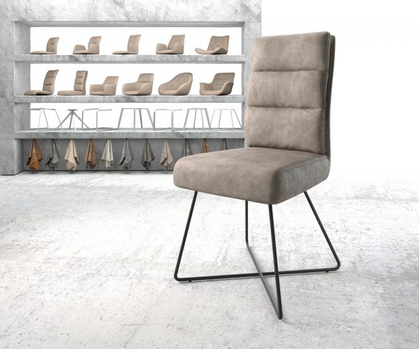 Jídelní židle Pela-Flex taupe vintage podnož ve tvaru "X" černá