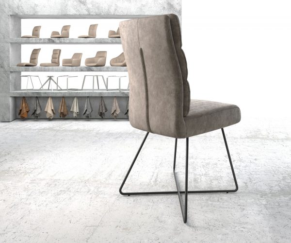 Jídelní židle Pela-Flex taupe vintage podnož ve tvaru "X" černá - Image 3