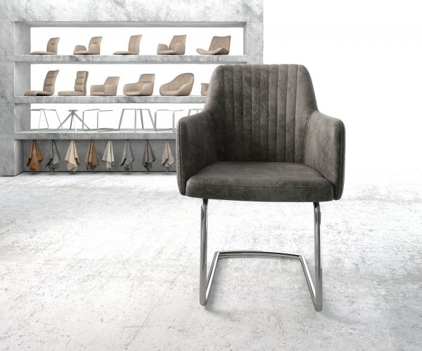 Křeslo Greg-Flex Šedá Vintage Cantilever Round chromované - Image 2