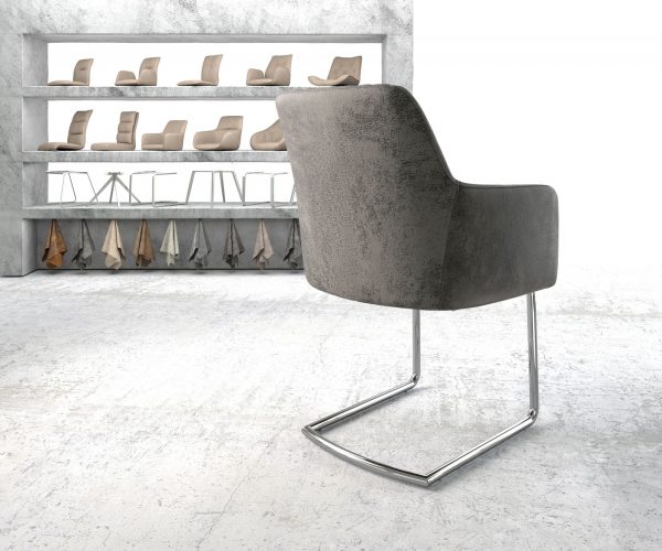 Křeslo Greg-Flex Šedá Vintage Cantilever Round chromované - Image 3