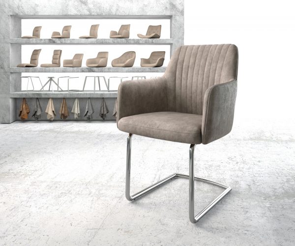 Křeslo Greg-Flex Taupe Vintage Cantilever Round chromované