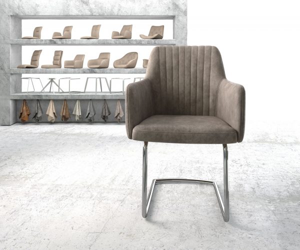 Křeslo Greg-Flex Taupe Vintage Cantilever Round chromované - Image 2