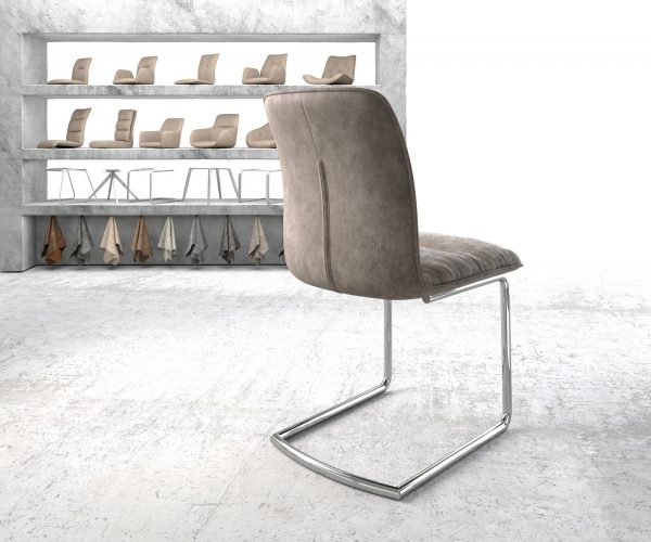 Jídelní židle Vinjo-Flex Taupe Vintage Cantilever Round chromovaná - Image 3