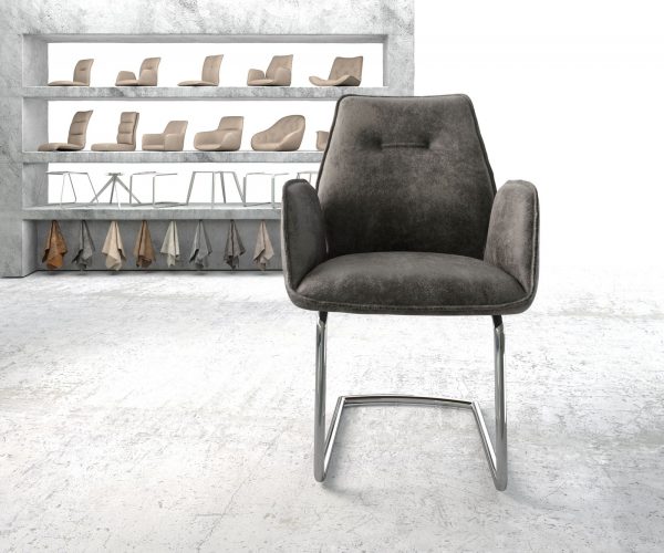 Křeslo Zoa-Flex Šedá Vintage Cantilever Round chromované - Image 2