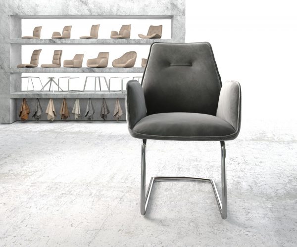 Křeslo Zoa-Flex Šedá Samet Cantilever Round chromované - Image 2