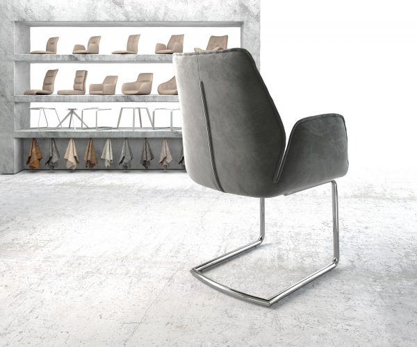Křeslo Zoa-Flex Šedá Samet Cantilever Round chromované - Image 3