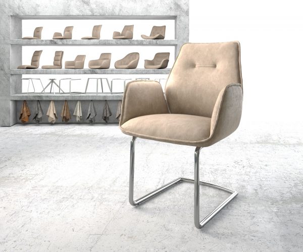 Křeslo Zoa-Flex Béžová Vintage Cantilever Round chromované