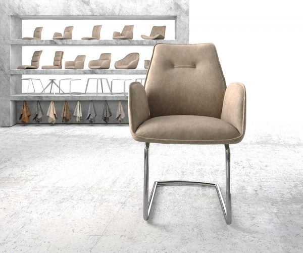 Křeslo Zoa-Flex Béžová Vintage Cantilever Round chromované - Image 2