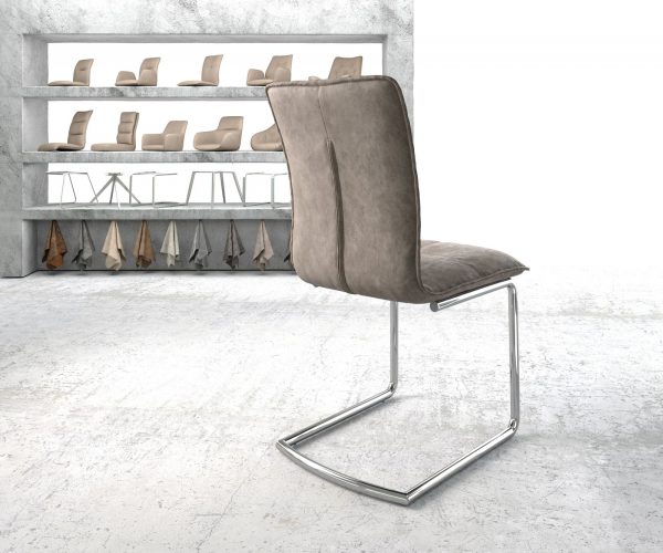 Jídelní židle Maddy-Flex Taupe Vintage Cantilever Round Chromovaná - Image 3