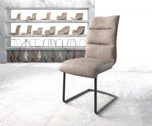 Jídelní židle Xantus-Flex taupe vintage konzolová podnož kulatá černá