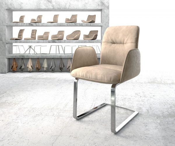Křeslo Vinja-Flex Béžová Vintage Cantilever Flat Chrome-plated