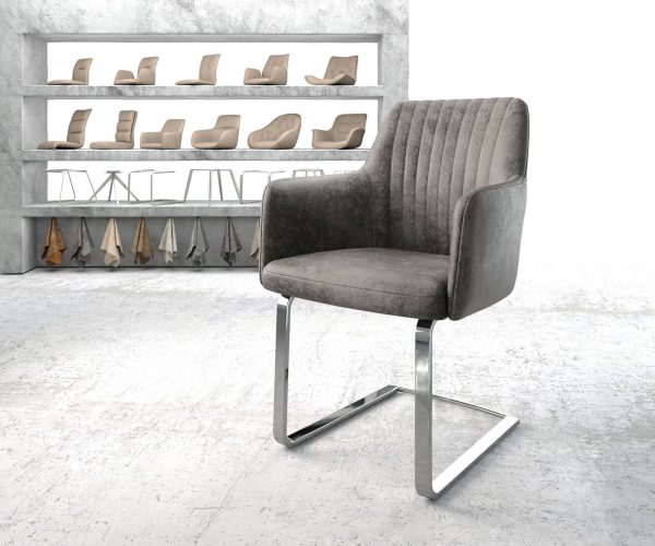 Křeslo Greg-Flex Šedá Vintage Cantilever Flat Chrome-plated