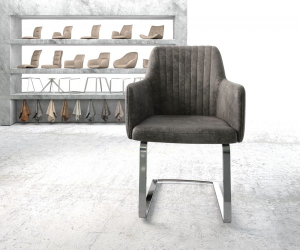 Křeslo Greg-Flex Šedá Vintage Cantilever Flat Chrome-plated - Image 2
