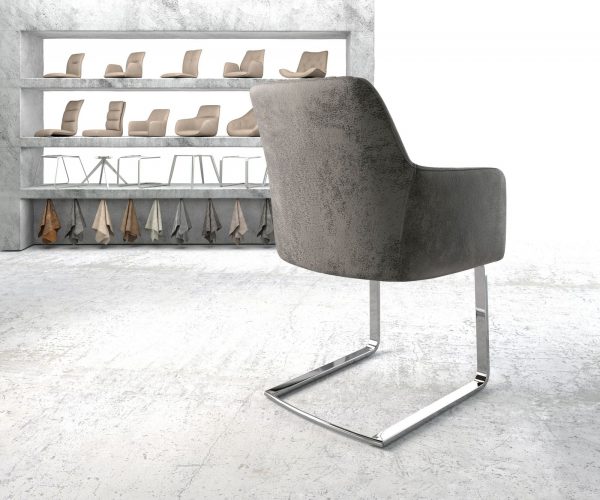 Křeslo Greg-Flex Šedá Vintage Cantilever Flat Chrome-plated - Image 3