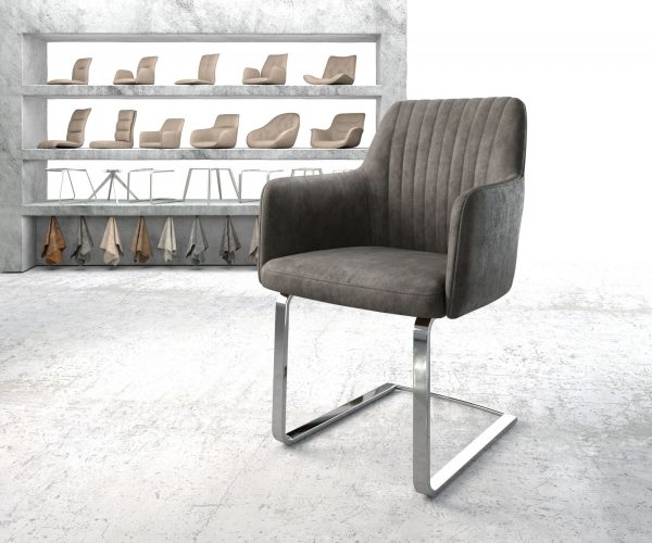 Křeslo Greg-Flex Anthracite Vintage Cantilever Flat Chrome-plated