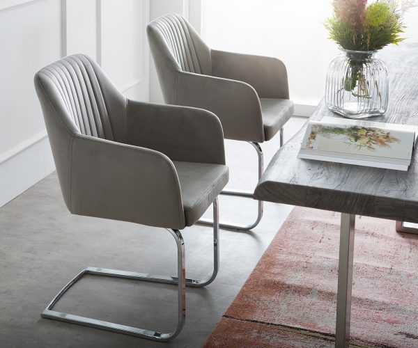 Křeslo Greg-Flex Šedá Samet Cantilever Flat Chrome-plated - Image 6