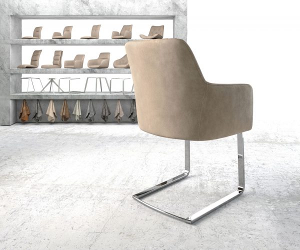 Křeslo Greg-Flex Béžová Vintage Cantilever Flat Chrome-plated - Image 3
