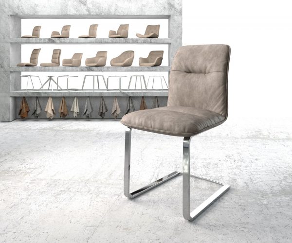 Jídelní židle Vinjo-Flex Taupe Vintage Cantilever Flat Chrome-plated