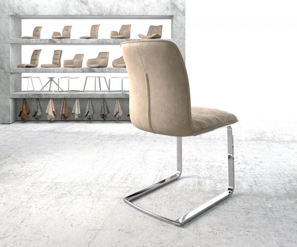 Jídelní židle Vinjo-Flex Béžová Vintage Cantilever Flat Chrome-plated - Image 3