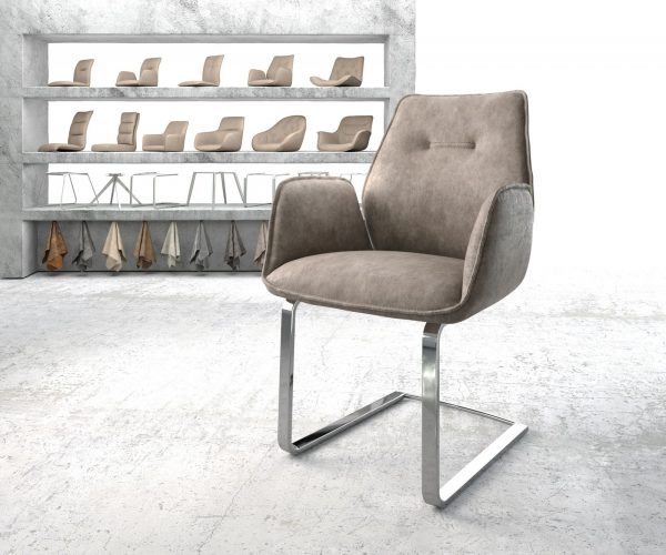 Křeslo Zoa-Flex Taupe Vintage Cantilever Flat Chrome-plated