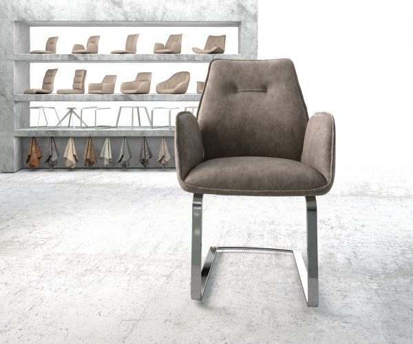 Křeslo Zoa-Flex Taupe Vintage Cantilever Flat Chrome-plated - Image 2