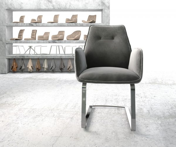 Křeslo Zoa-Flex Šedá Samet Cantilever Flat Chrome-plated - Image 2