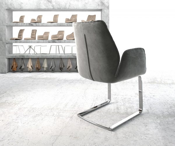 Křeslo Zoa-Flex Šedá Samet Cantilever Flat Chrome-plated - Image 3