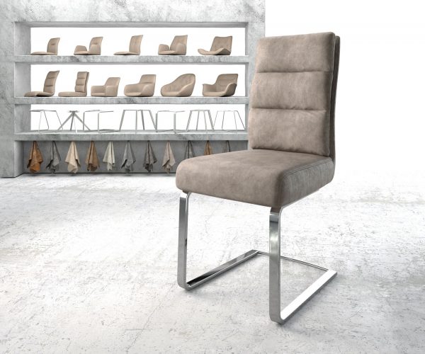 Jídelní židle Pela-Flex Taupe Vintage Cantilever Flat Chrome-plated