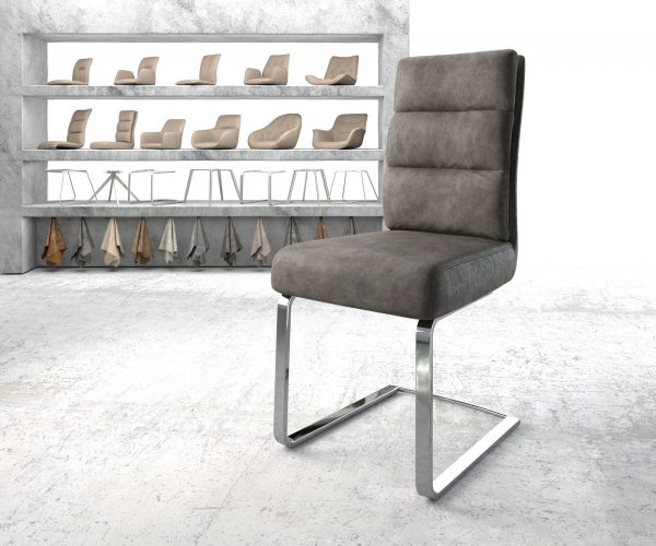 Jídelní židle Pela-Flex Anthracite Vintage Cantilever Flat Chrome-plated