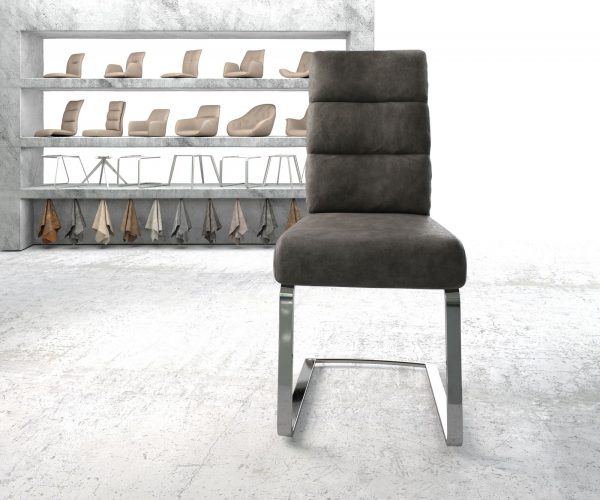 Jídelní židle Pela-Flex Anthracite Vintage Cantilever Flat Chrome-plated - Image 2