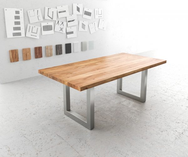 Jídelní stůl Edge 200x100 XL akácie přírodní nerezová ocel široká