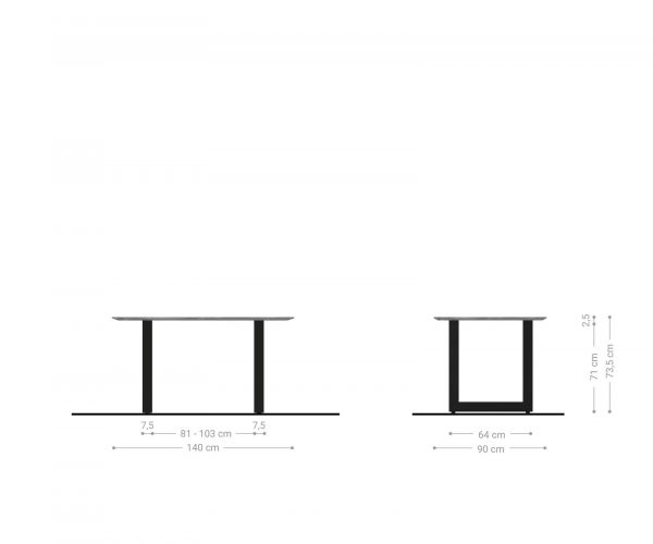 Jídelní stůl švýcarská hrana-Edge 140x90 akácie hnědá podnož široká - Image 10
