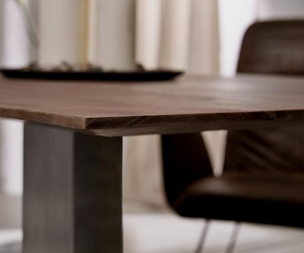 Jídelní stůl švýcarská hrana-Edge 140x90 akácie hnědá podnož široká - Image 5