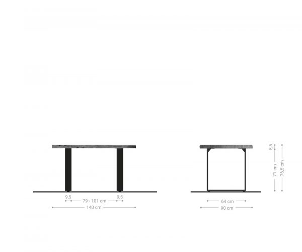 Jídelní stůl Edge 140x90 akácie hnědá nerezová ocel úzká švýcarská hrana - Image 10