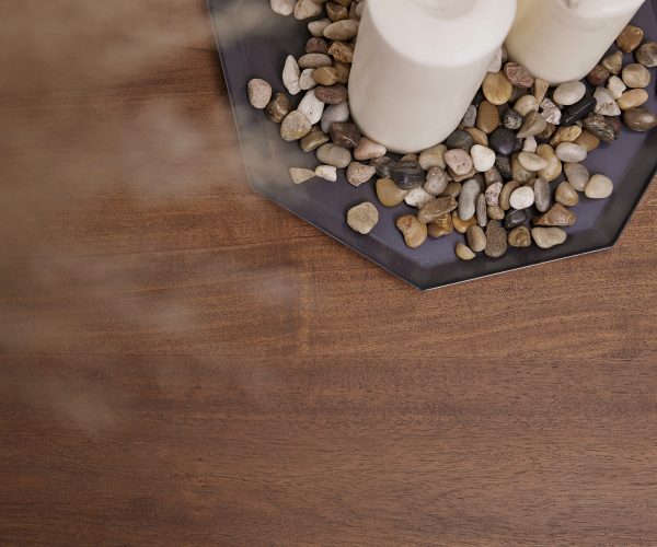 Jídelní stůl Edge 140x90 akácie hnědá nerezová ocel úzká švýcarská hrana - Image 8