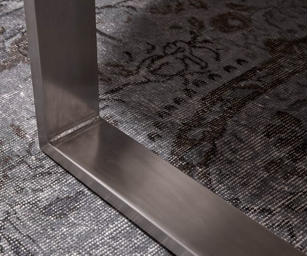 Jídelní stůl Edge 140x90 akácie hnědá nerezová ocel úzká švýcarská hrana - Image 9